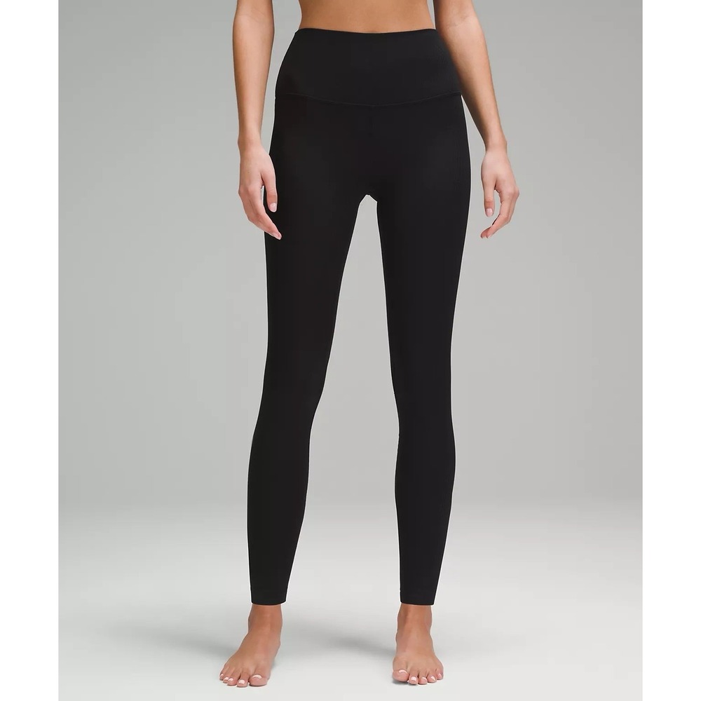 Lululemon Size 2 Align High-Rise Ribbed Leggings 28" Inseam Black Athleisure